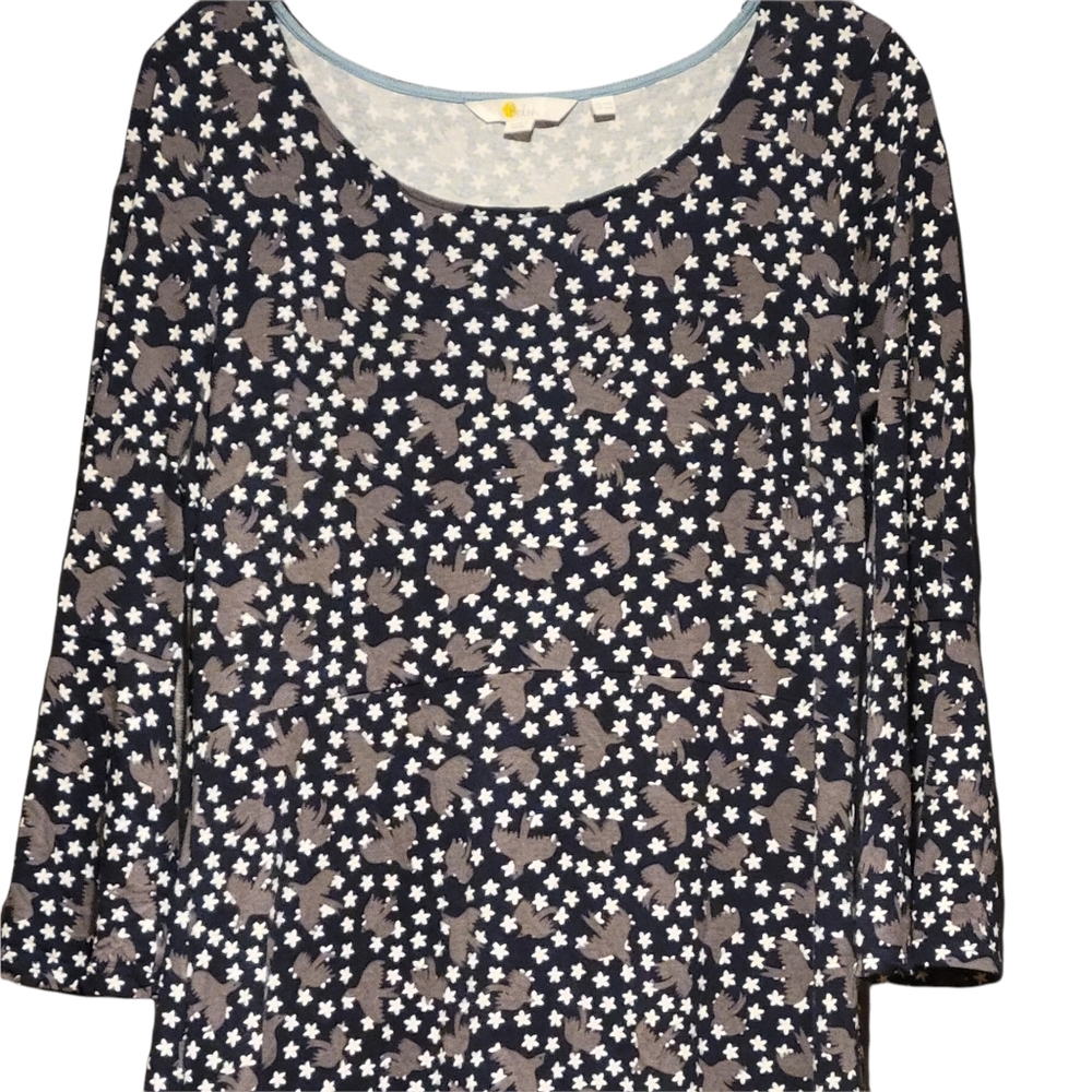 BODEN JENNIFER JERSEY DRESS DOVE PRINT BIRDS - Picture 9 of 13